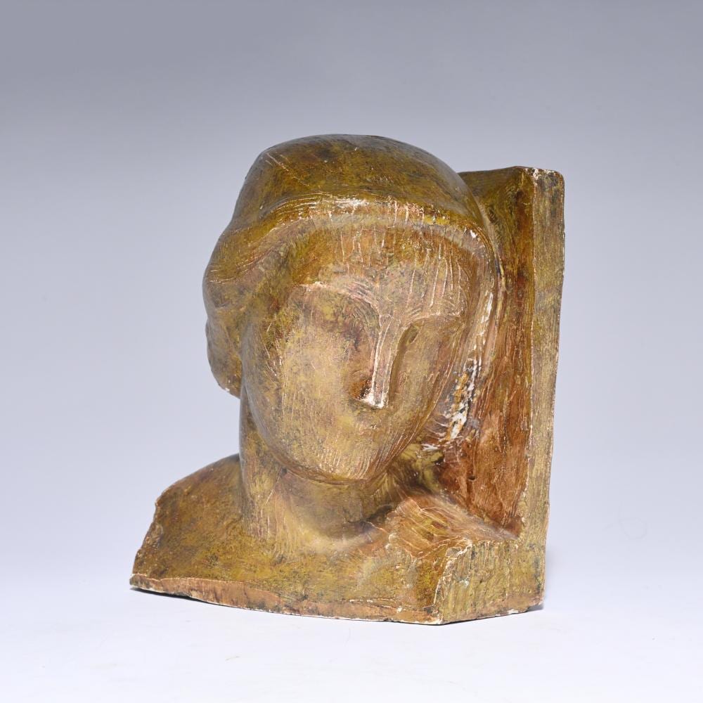 Gustaaf van den Meersche comparable auction result: gustave van den meersche 1891 1970 brown patinated plaster head of a young lady monogrammed