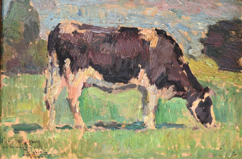 Jean Colin comparable auction result: jean colin 1881 1961 oil on panel grazing cow signed