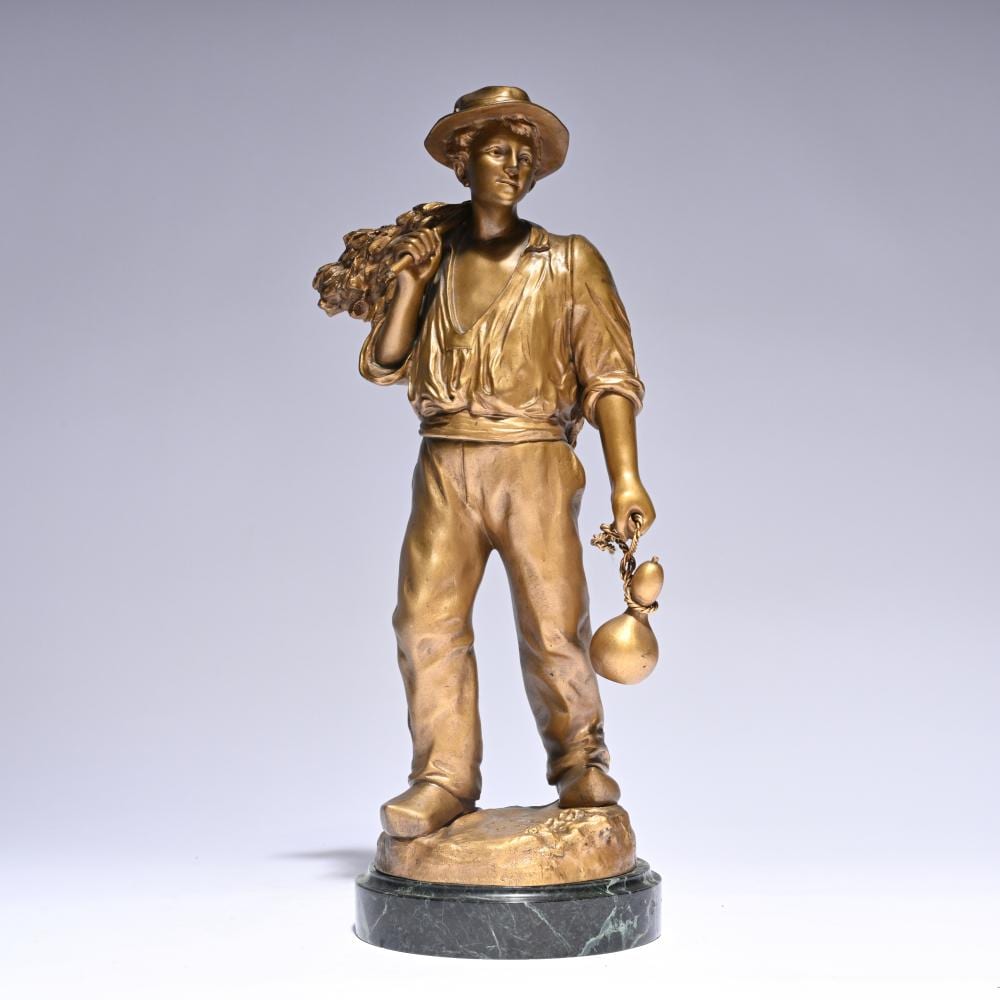 giuseppe d aste 1881 1945 gilded bronze sculpture of a young farmer signed · Maison Jules Veilinghuis · 2025-09-20 Giuseppe D'Aste comparable auction result: giuseppe d aste 1881 1945 gilded bronze sculpture of a young farmer signed