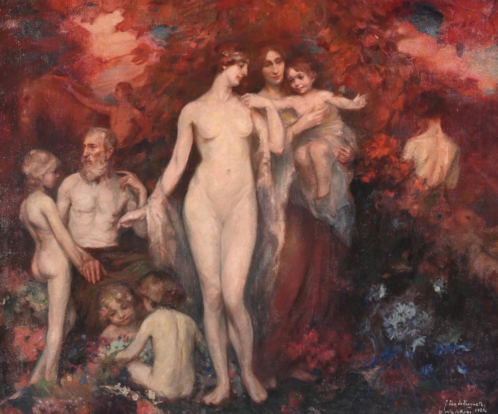 julien van de veegaete 1886 1960 oil on canvas allegory of life and fertility signed and dated 1920 with inscription 2nd prix de rome · Maison Jules Veilinghuis · 2025-09-20 Julien van de Veegaete comparable auction result: julien van de veegaete 1886 1960 oil on canvas allegory of life and fertility signed and dated 1920 with inscription 2nd prix de rome