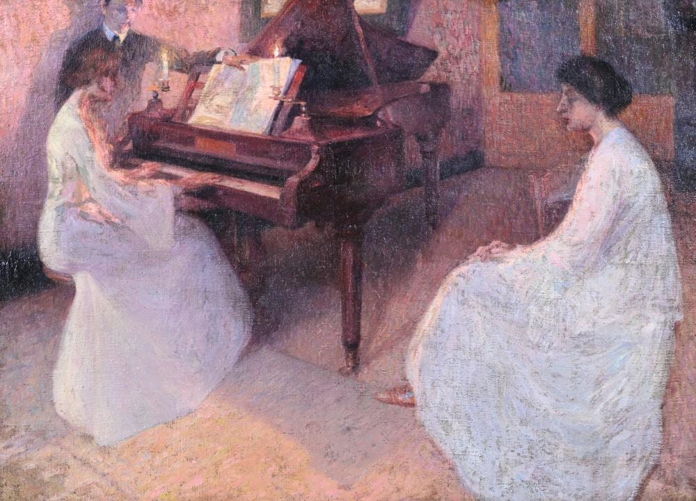 Oscar Coddron comparable auction result: oscar coddron 1881 1960 oil on canvas moment musical circa 1913 artist s label verso