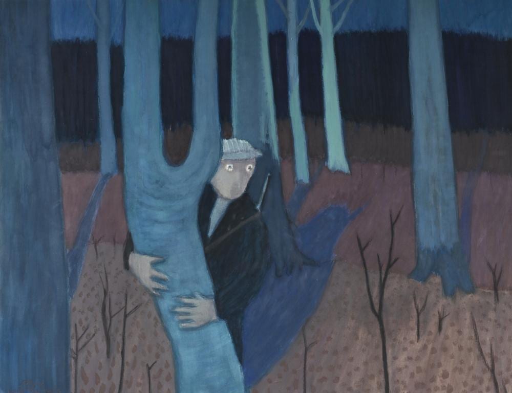 Lode Matthijs comparable auction result: lode matthijs 1915 1995 gouache frightened in the forest signed and dated 66