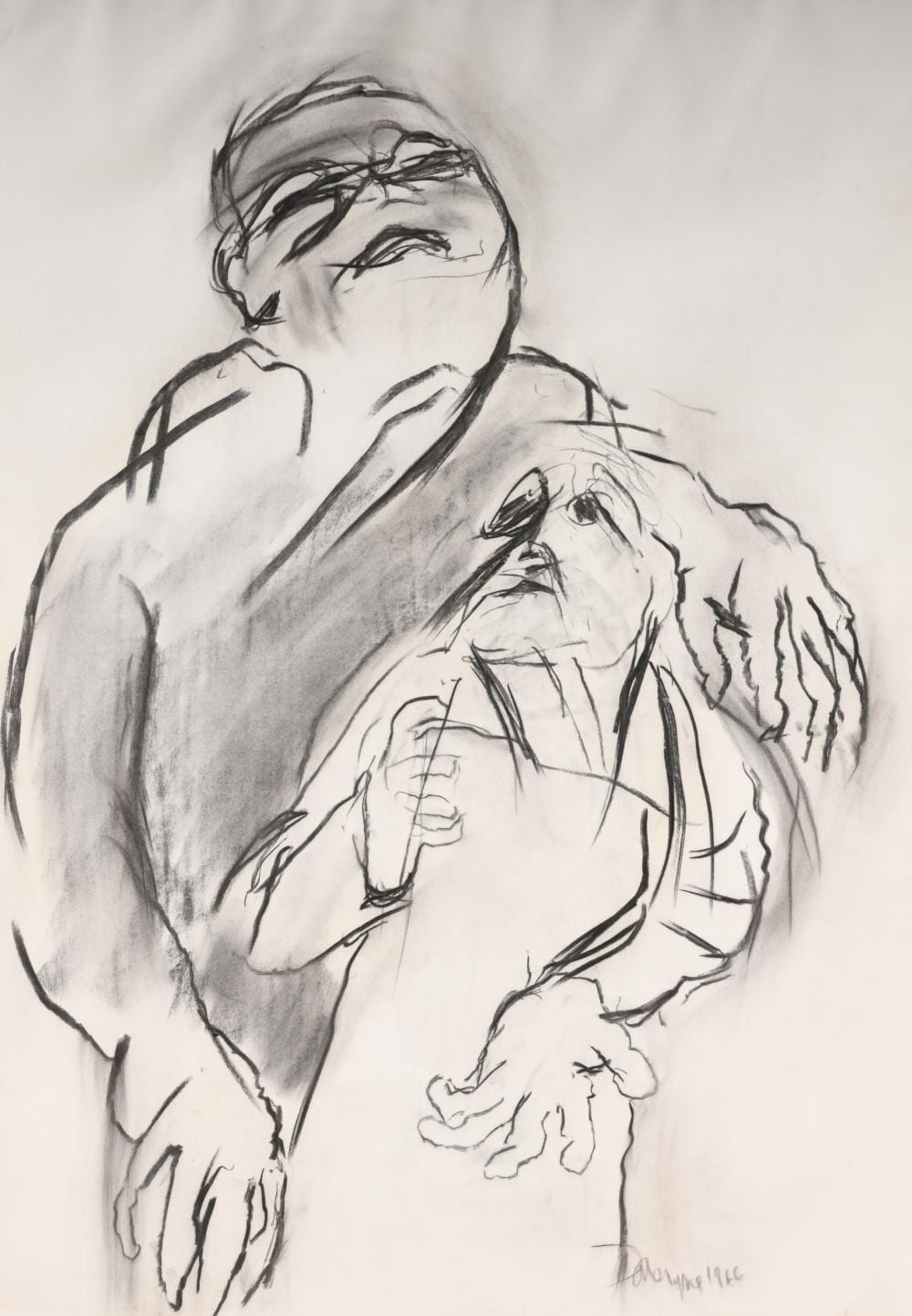 Eugène Dodeigne comparable auction result: eug ne dodeigne 1923 2015 charcoal drawing of two figures signed and dated 1966
