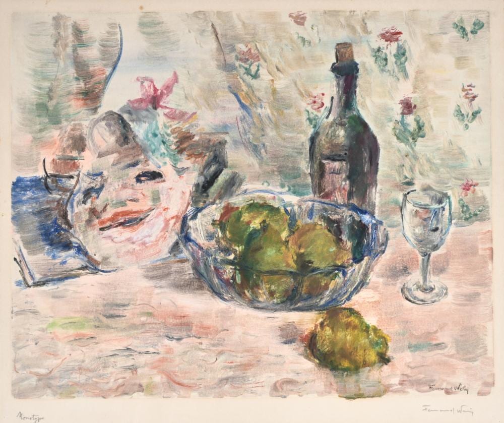 fernand wery 1886 1964 monotype still life with mask signed with label galerie georges giroux verso · Maison Jules Veilinghuis · 2025-09-22 Fernand Wéry comparable auction result: fernand wery 1886 1964 monotype still life with mask signed with label galerie georges giroux verso