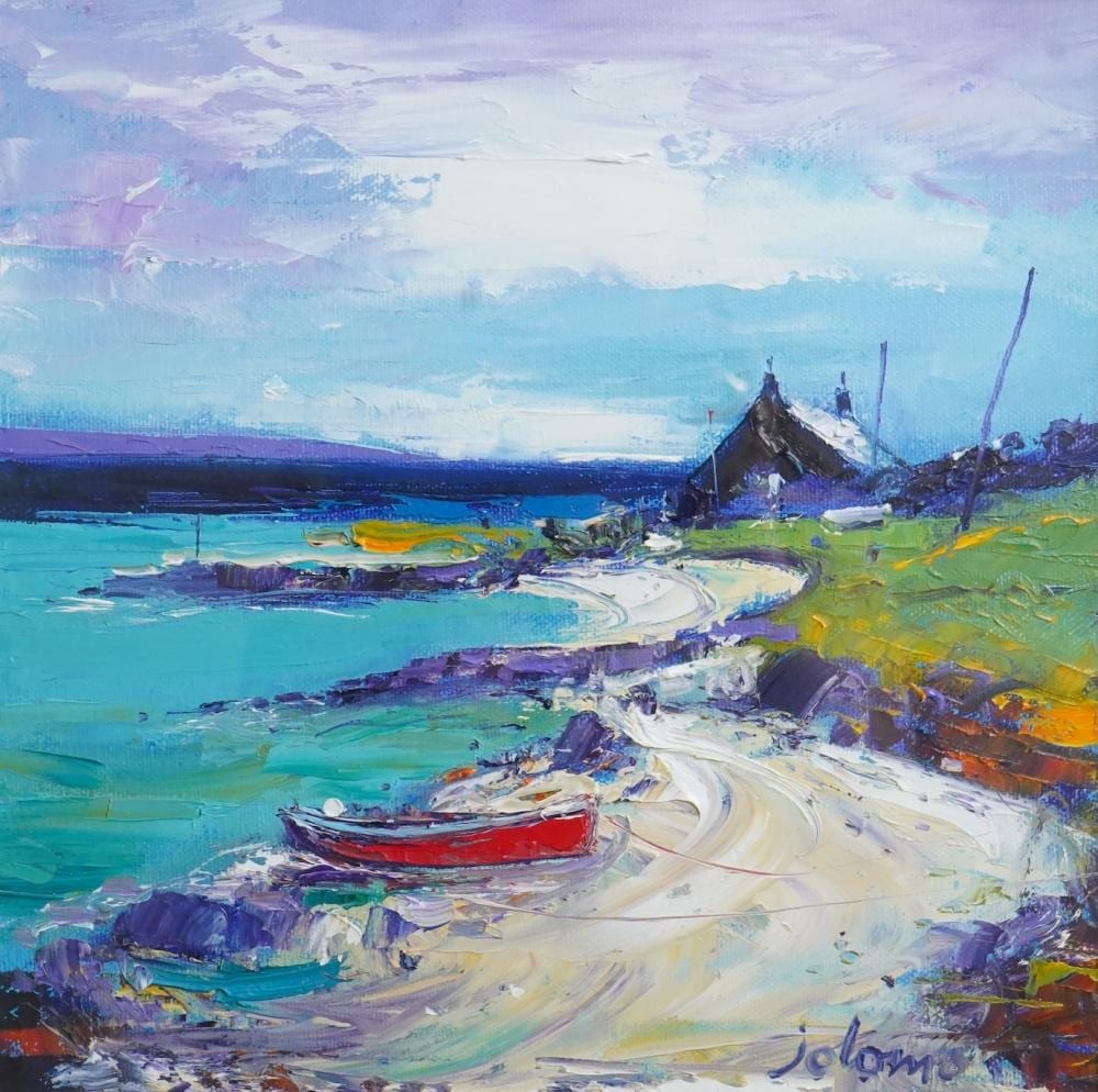 John Lowrie Morrison comparable auction result: john lowrie morrison jolomo b 1946 evening light the boathouse isle of gigha