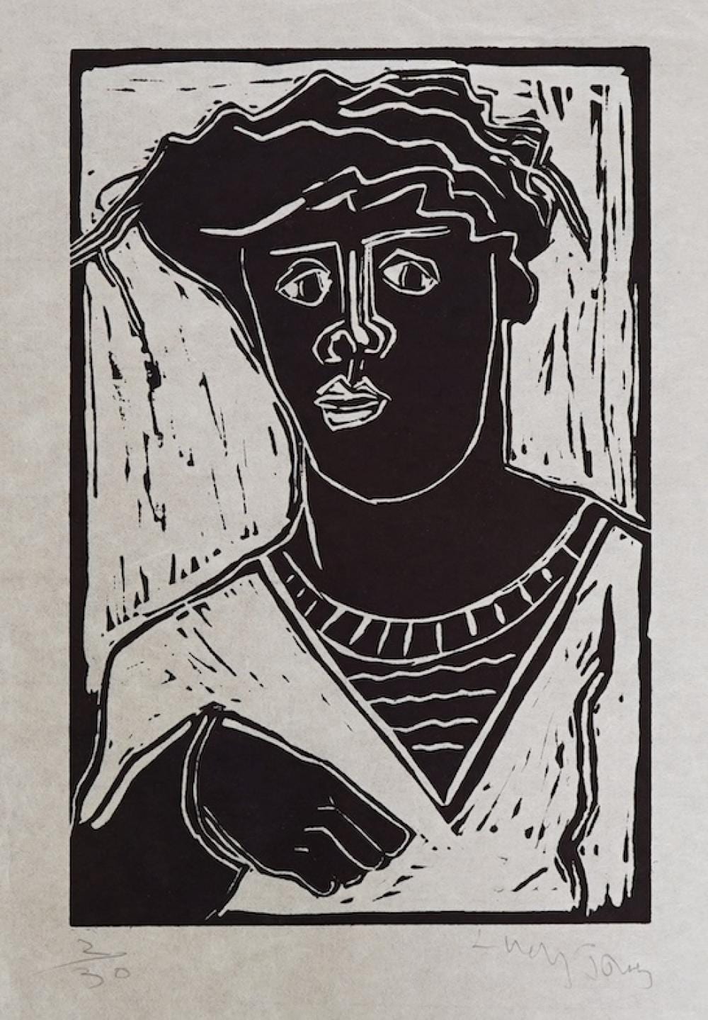 Lucy Jones comparable auction result: lucy jones b 1955 head and shoulders study