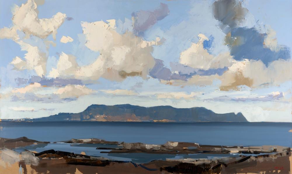 Martin Mooney comparable auction result: martin mooney b 1960 howth from sandycove 2019 oil on board 91 5 x 152cm 36 x 60 signed with initials and dated xix 2019 also signed inscribed and dated verso