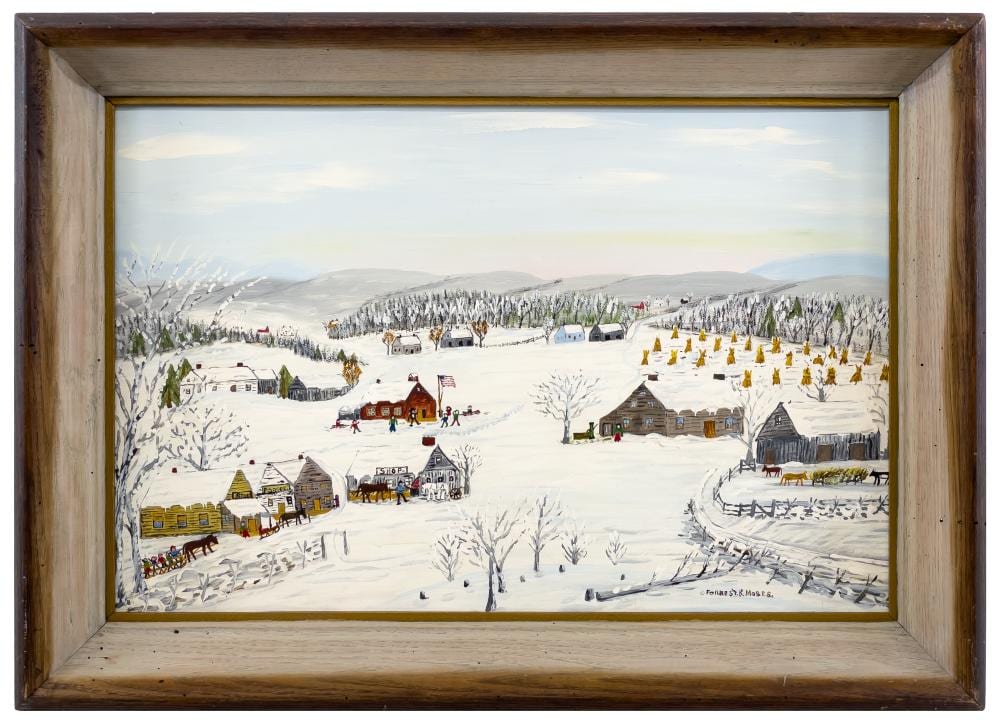 Forrest King Moses comparable auction result: forrest king moses hurry to school oil on board