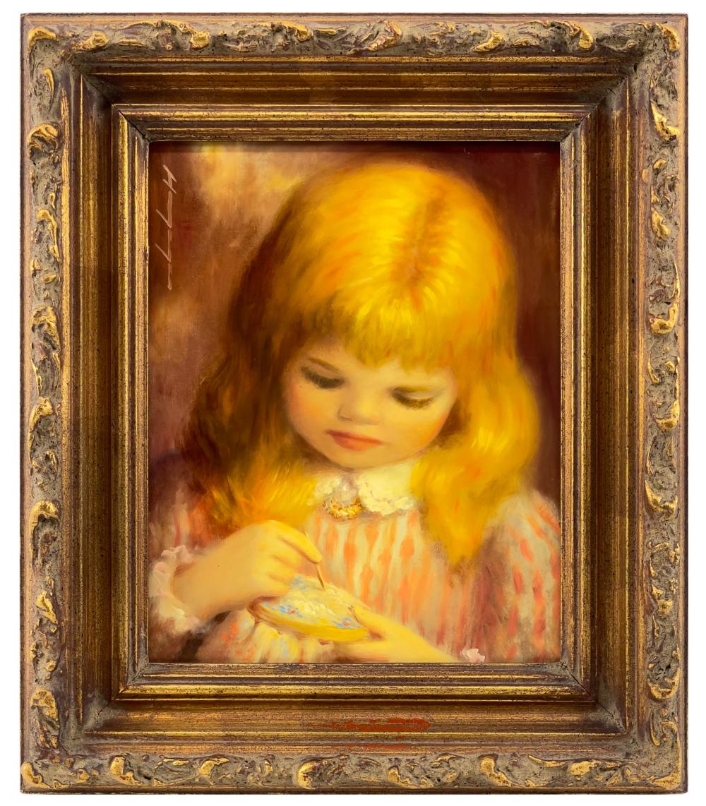 Harry Myers comparable auction result: harry myers needlepoint oil on board