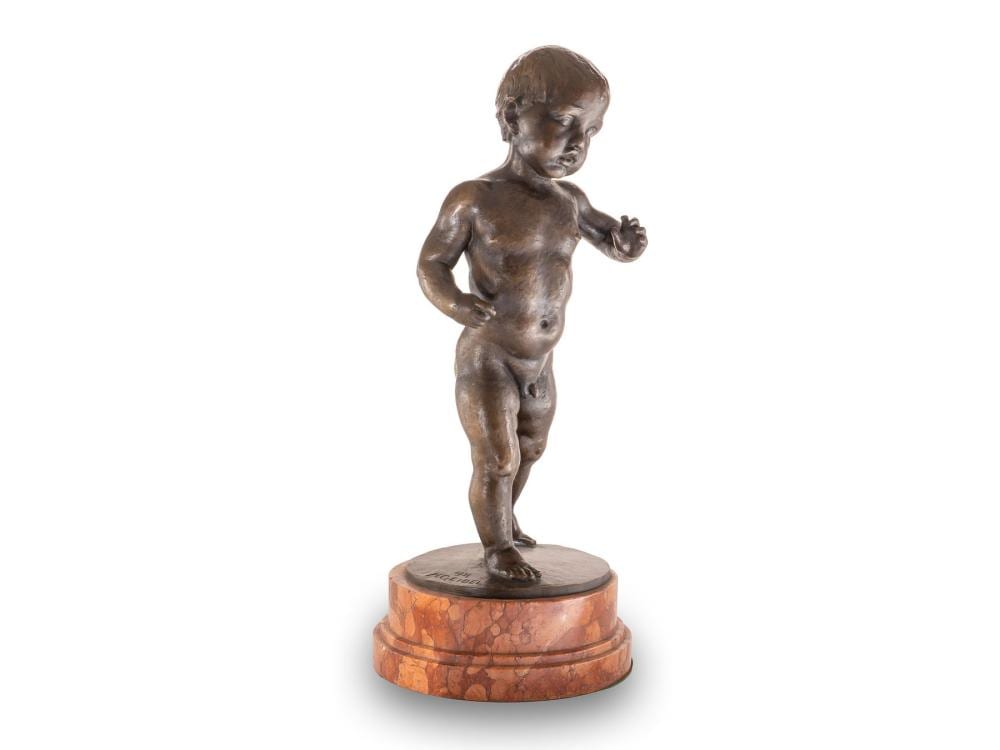 Hermann Geibel comparable auction result: hermann geibel bronze sculpture infant darmstadt dated 1921