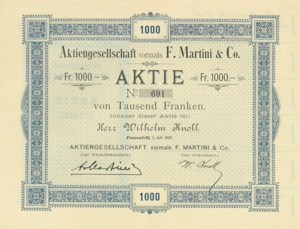 F. Martini comparable auction result: ag vormals f martini co
