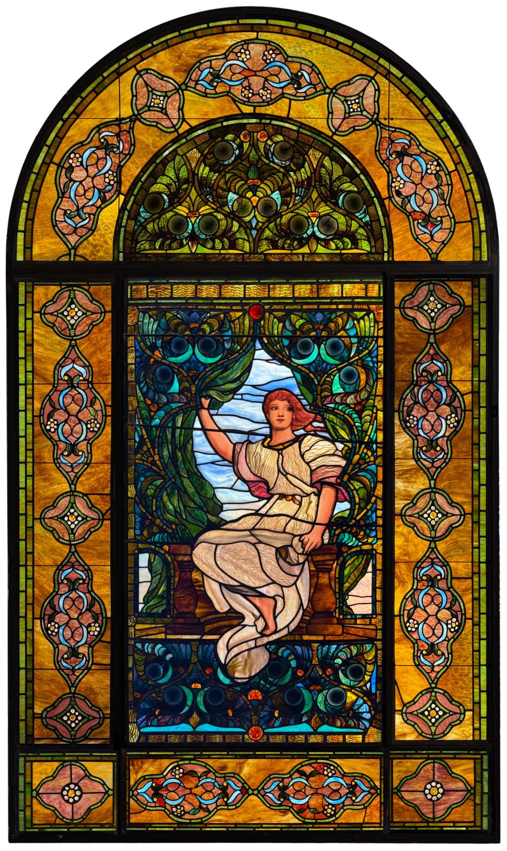 tiffany studios morning window designed by elihu vedder · Fontaine's Auction Gallery · 2025-09-27 Elihu Vedder comparable auction result: tiffany studios morning window designed by elihu vedder