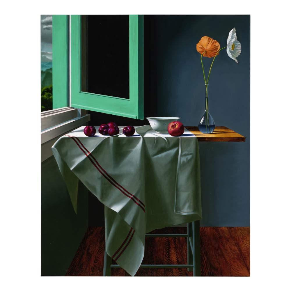 Bruce Joel Cohen comparable auction result: bruce cohen b 1953 untitled interior with plums peach and poppies 2010