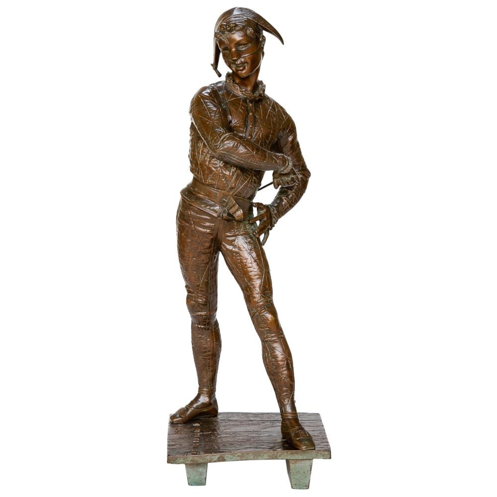Emile Laporte comparable auction result: emile laporte french 1858 1907 bronze sculpture of harlequin from the comedy del arte