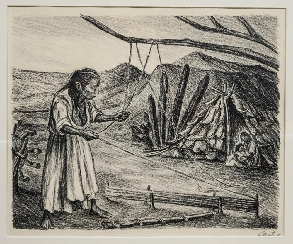 Fernando Castro Pacheco comparable auction result: fernando castro pacheco mexican 1918 2013 workers with ixtle lithograph signed l r frame 18 x 20 in 45 7 x 50 8 cm