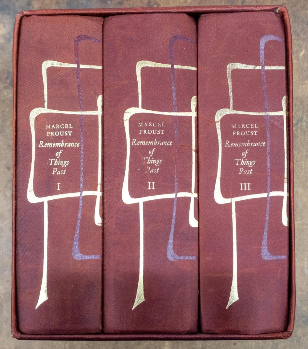 Philippe Jullian comparable auction result: marcel proust remembrance of things past folio society three volume slipcase set 1981 illustrations by philippe jullian