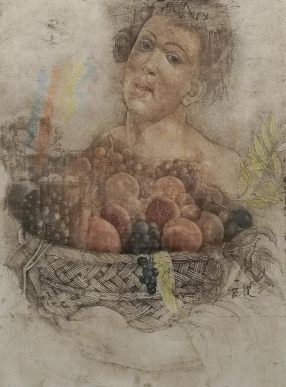 Jirí Anderle comparable auction result: jir anderle czech b 1936 caravaggio fruit etching with hand coloring 1982 frame 42 x 35 in 106 7 x 88 9 cm