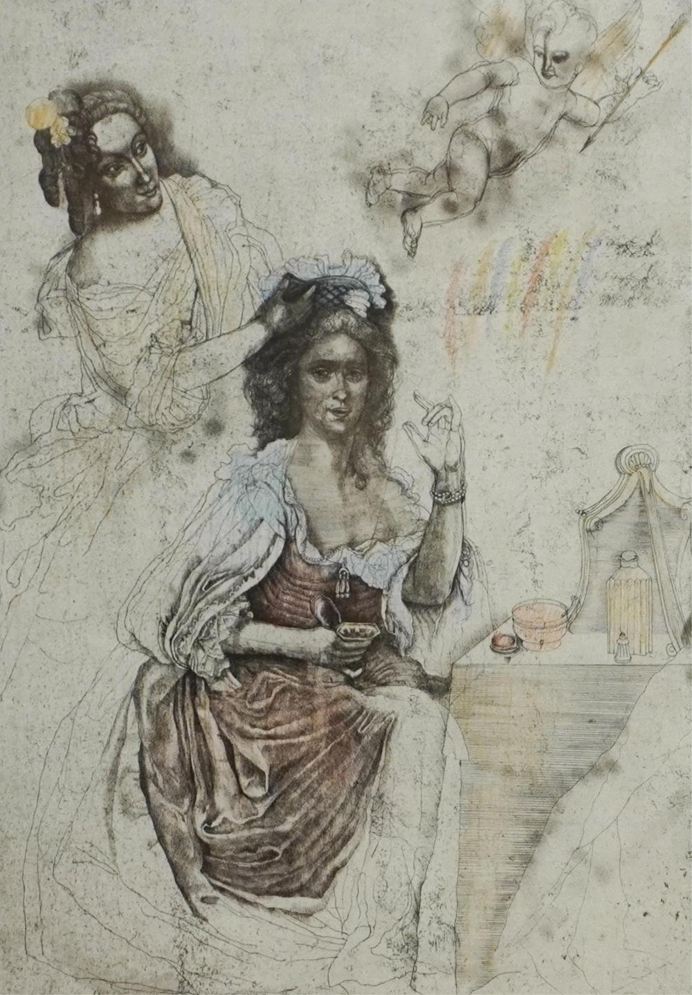 Jirí Anderle comparable auction result: jir anderle czech b 1936 capriccio etching with hand coloring 1982 frame 31 x 23 3 4 in 78 7 x 60 3 cm