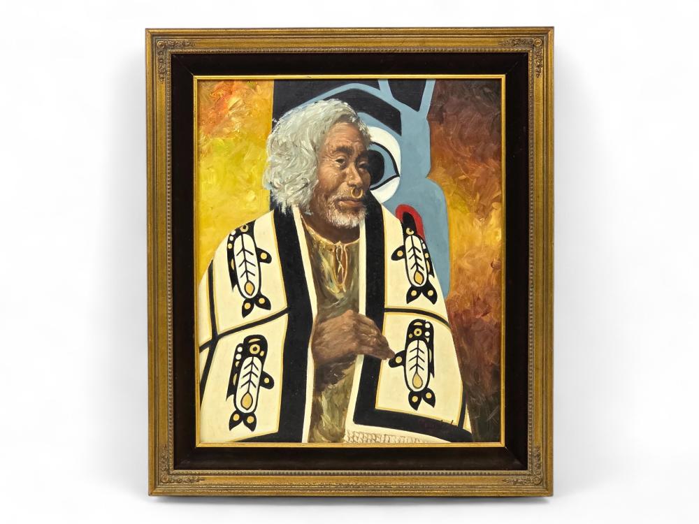 Harvey Goodale comparable auction result: harvey goodale oil portrait of haida elder