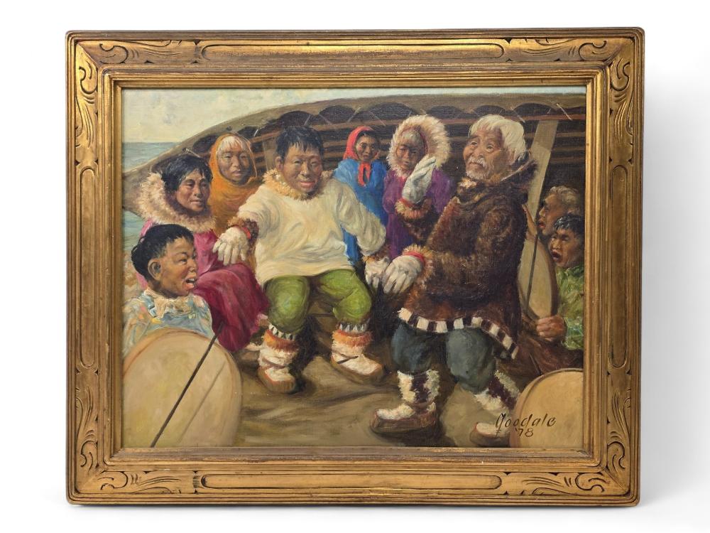 Harvey Goodale comparable auction result: harvey goodale alaska native singers dancers oil painting