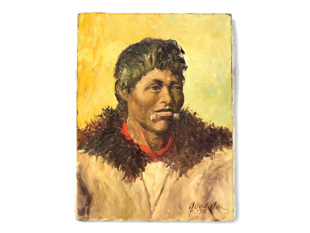 Harvey Goodale comparable auction result: harvey goodale oil portrait of labret adorned man