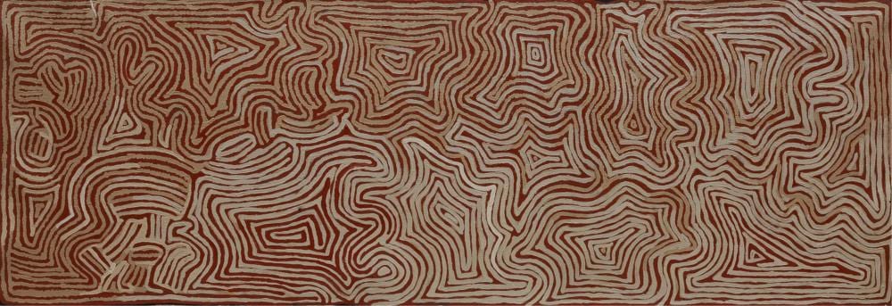 Mary Brown Napangardi comparable auction result: mary brown napangardi my country acrylic on belgian linen 62cm x 180cm