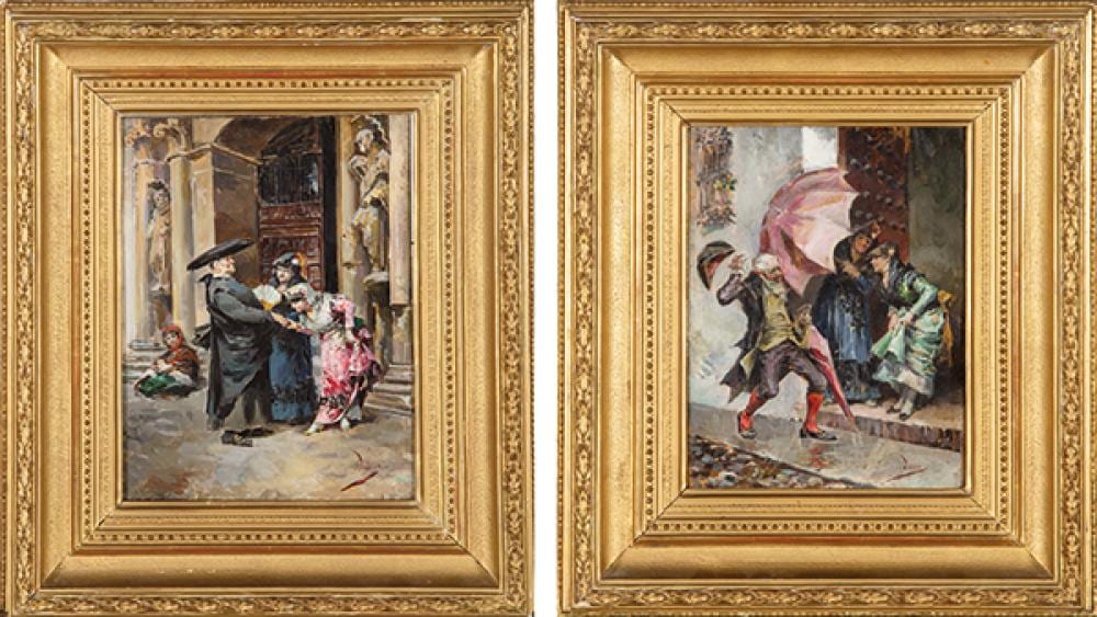 José Denis Belgrano comparable auction result: jos denis belgrano romantic scenes with entrance and exit from mass