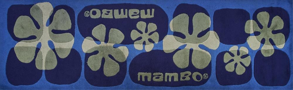 Mambo comparable auction result: mambo mambo blue frangipani rug 1996 100 australian wool rug 90 x 310 cm