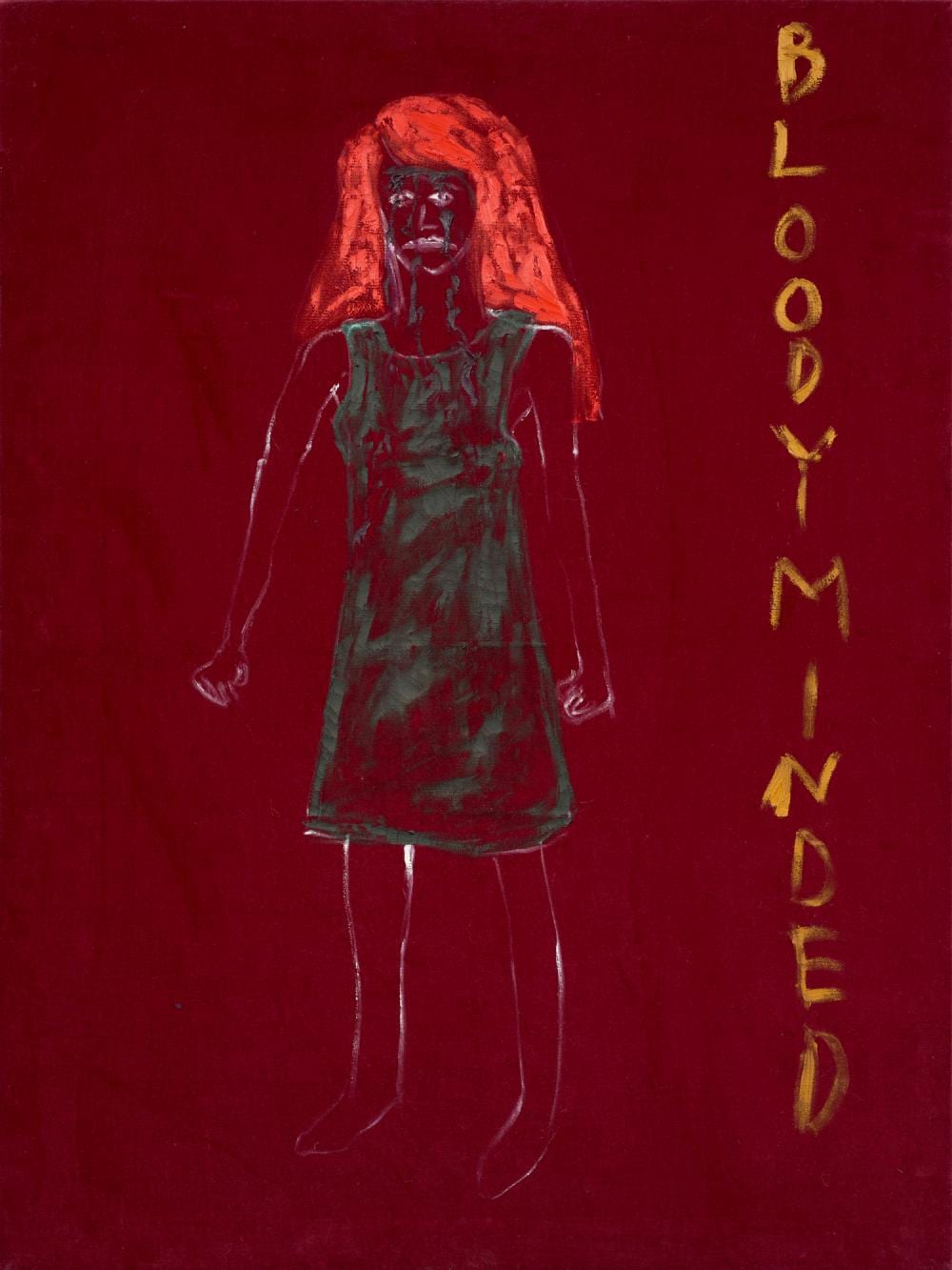 Jenny Watson comparable auction result: jenny watson born 1951 bloody minded oil on red velvet 101 x 75 5cm