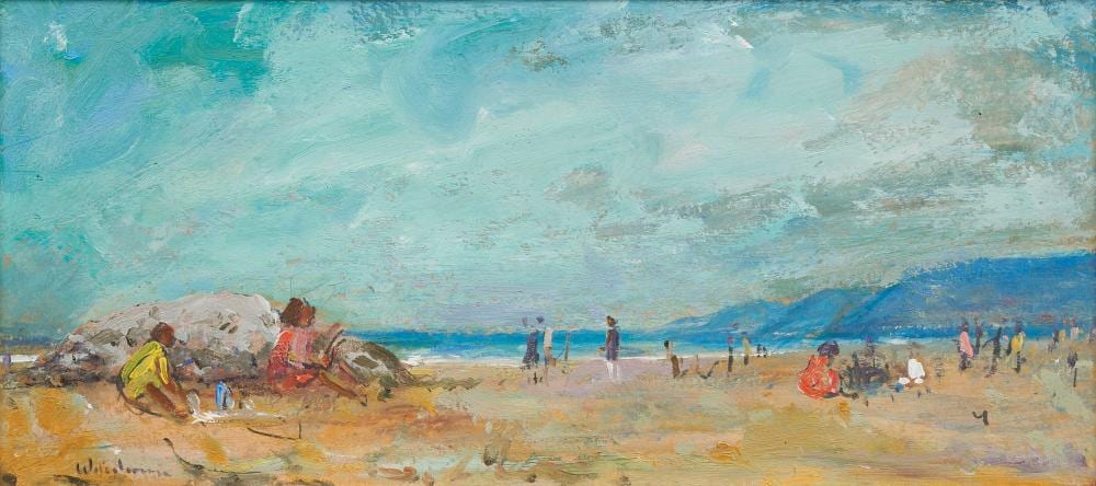 Phyl Waterhouse comparable auction result: phyl waterhouse 1917 1989 aireys inlet beach oil on board 13 x 28 5cm