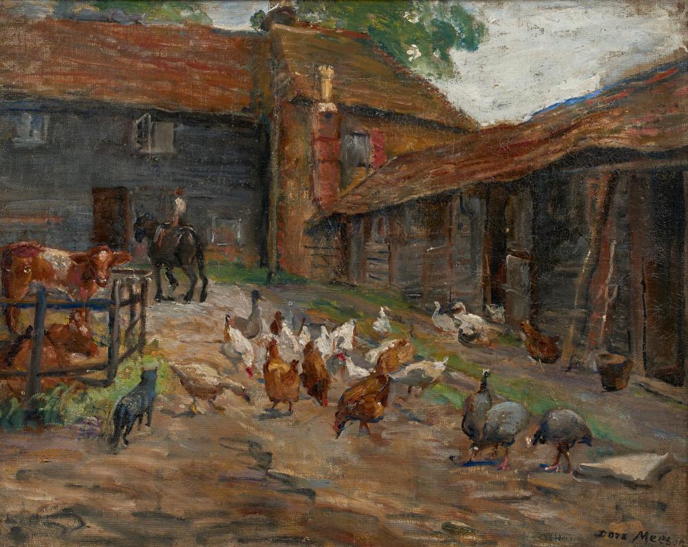 Dora Coates comparable auction result: dora meeson 1869 1955 the farmyard c 1919 oil on canvas 39 5 x 49 5cm