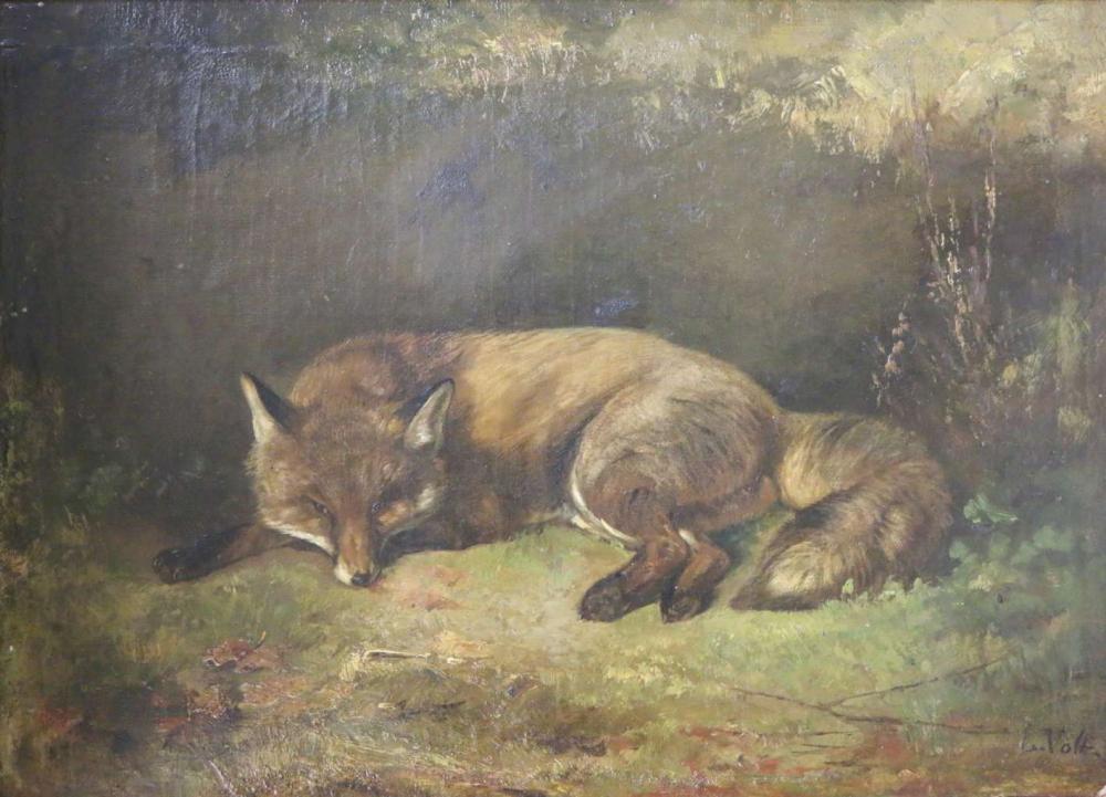 Ludwig Gustav Voltz comparable auction result: ludwig gustav voltz 1825 1911 ruhender fuchs l auf leinwand auf holz fixiert sign