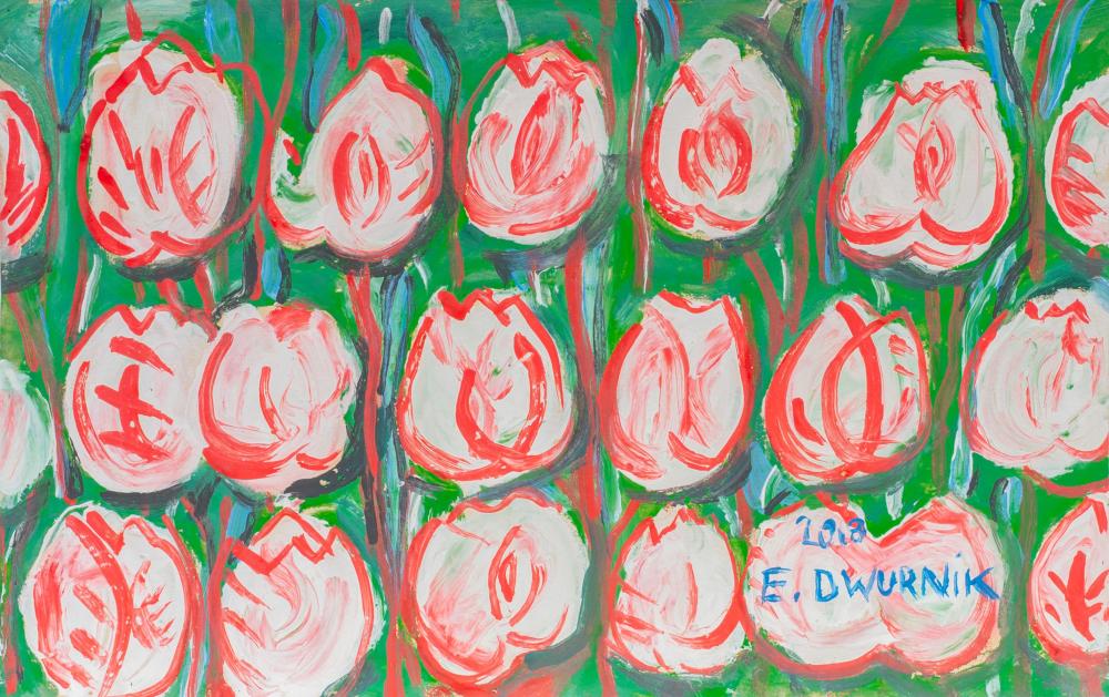 Edward Dwurnik comparable auction result: edward dwurnik radzymin 1943 warschau 2018 white red tulips