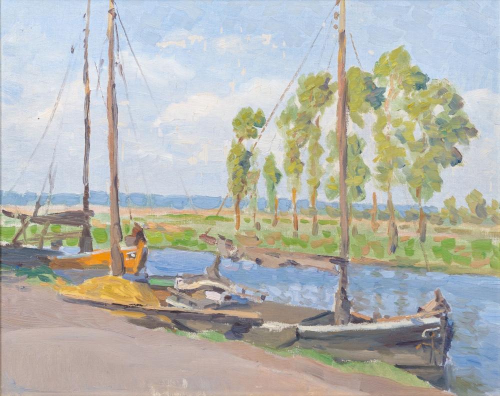 Paul Kayser comparable auction result: paul kayser hamburg 1869 donaueschingen 1942 boats on river este