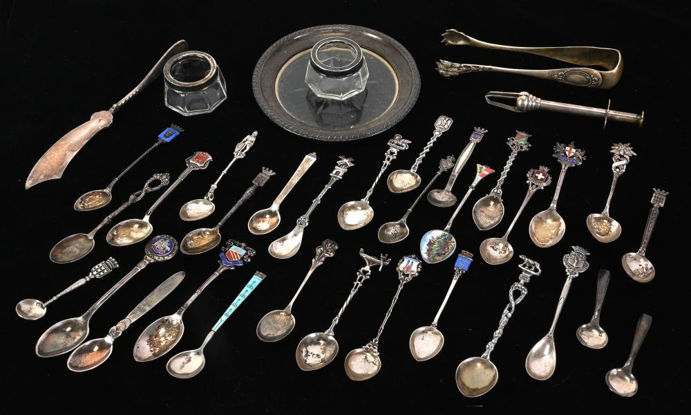 Vintage Sterling Silver Souvenir Spoon Estate Collection sold by Mebane Antique Auction, lot 24 — auction record photograph