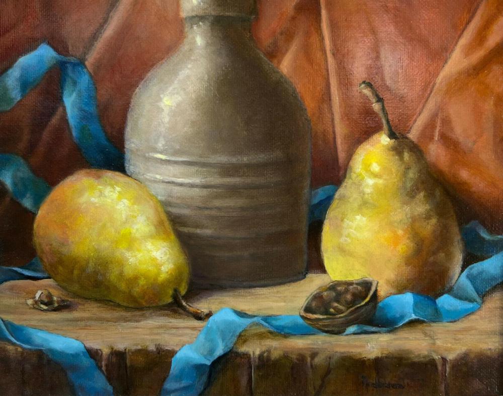 Anne Anderson comparable auction result: anne anderson american 20th century oil on board still life of pears