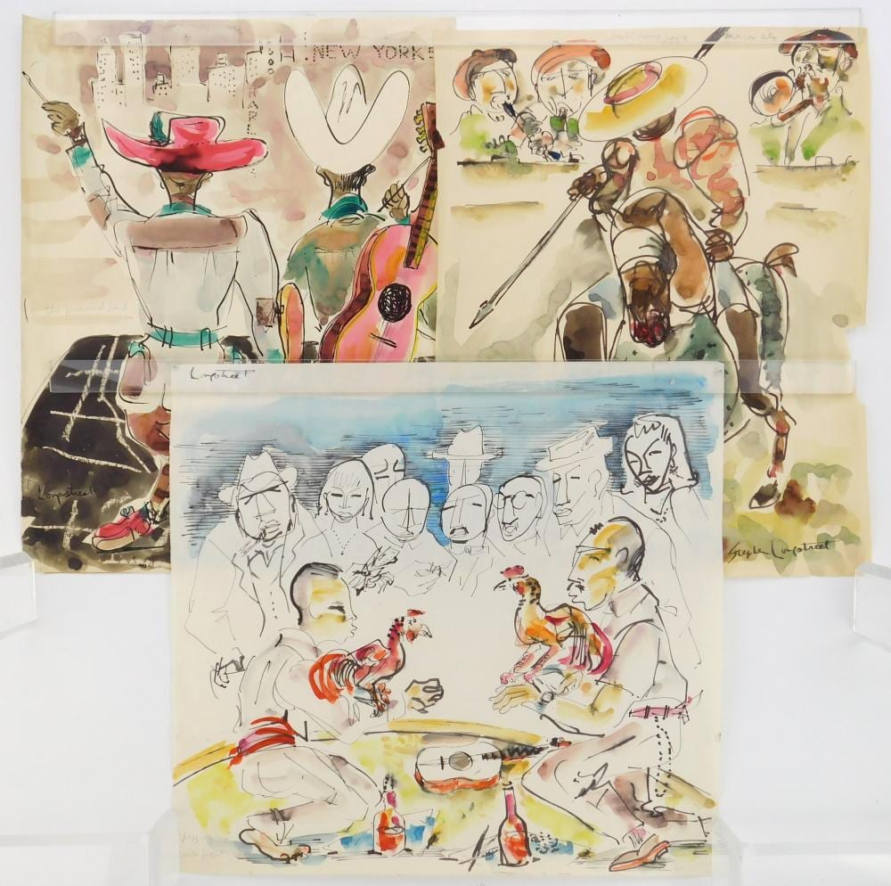 Stephen Longstreet comparable auction result: stephen longstreet american 1907 2002 3 watercolors