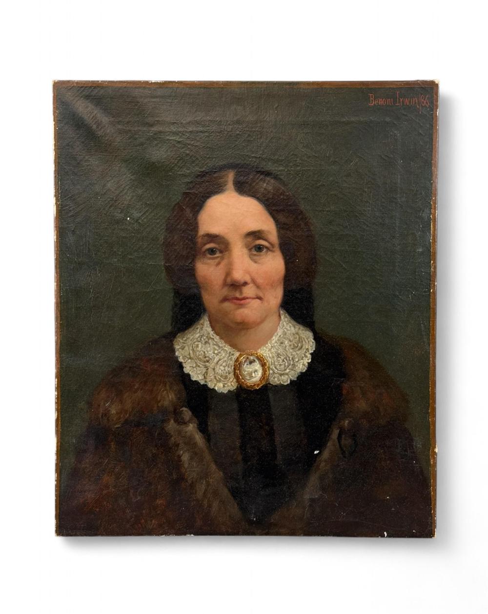 Benoni Irwin comparable auction result: benoni irwin portrait of a lady 1886 o c
