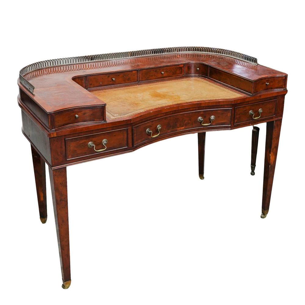 Antique Wooden Writing Desk with Brass Gallery sold by Akiba Galleries, lot 162 — auction record photograph