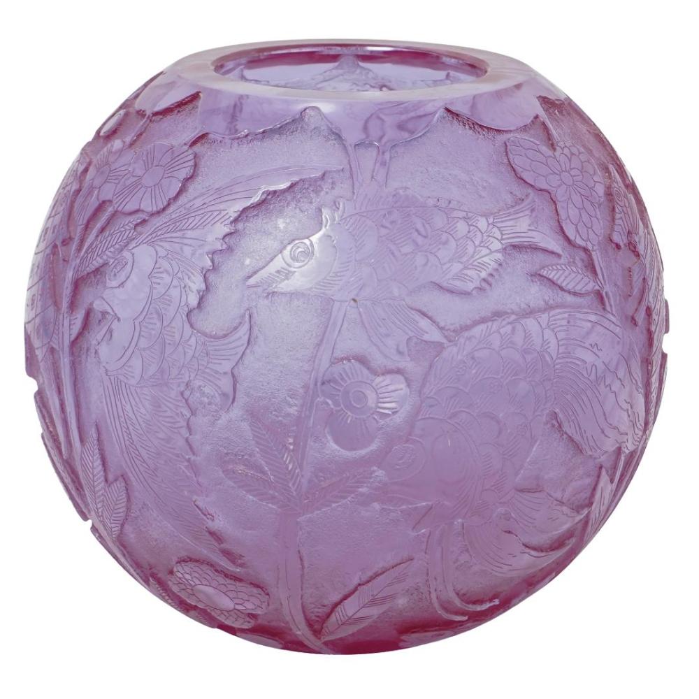 Heinrich Hussmann for Moser Art Deco Dichroic Glass Fishbowl Vase sold by Akiba Galleries, lot 181 — auction record photograph
