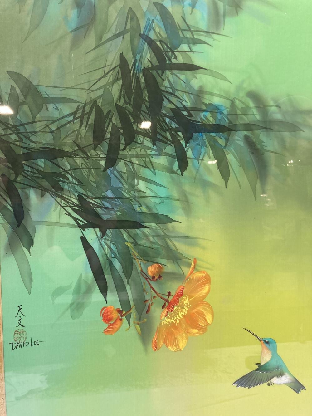 David Lee comparable auction result: david lee b 1944 mixed media on fabric