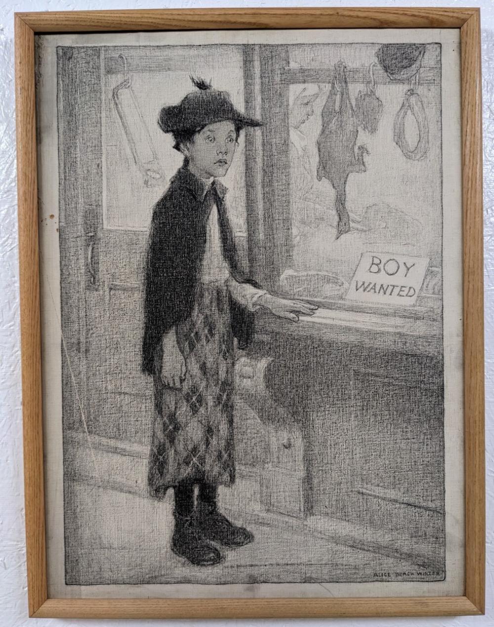 Alice Beach Winter comparable auction result: alice beach winter boy wanted charcoal on canvas