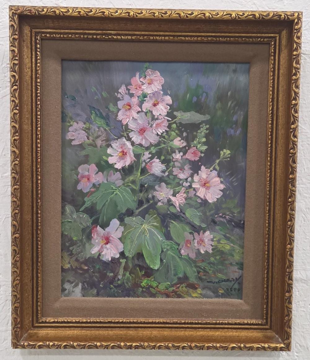 Charles Vickery comparable auction result: charles vickery flowers oil painting on board