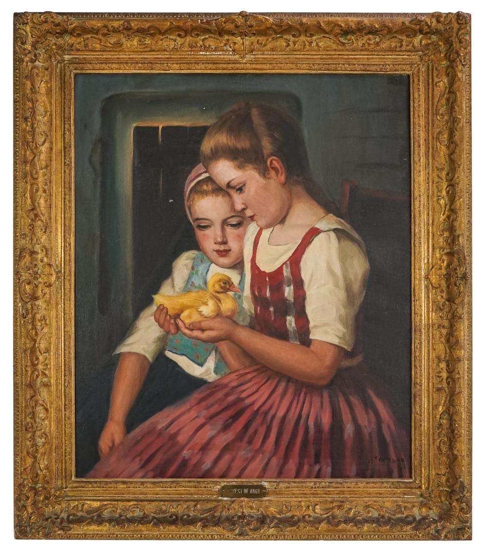 Ernest De Nagy comparable auction result: ernest de nagy hu am 1882 1952 two girls with a duck