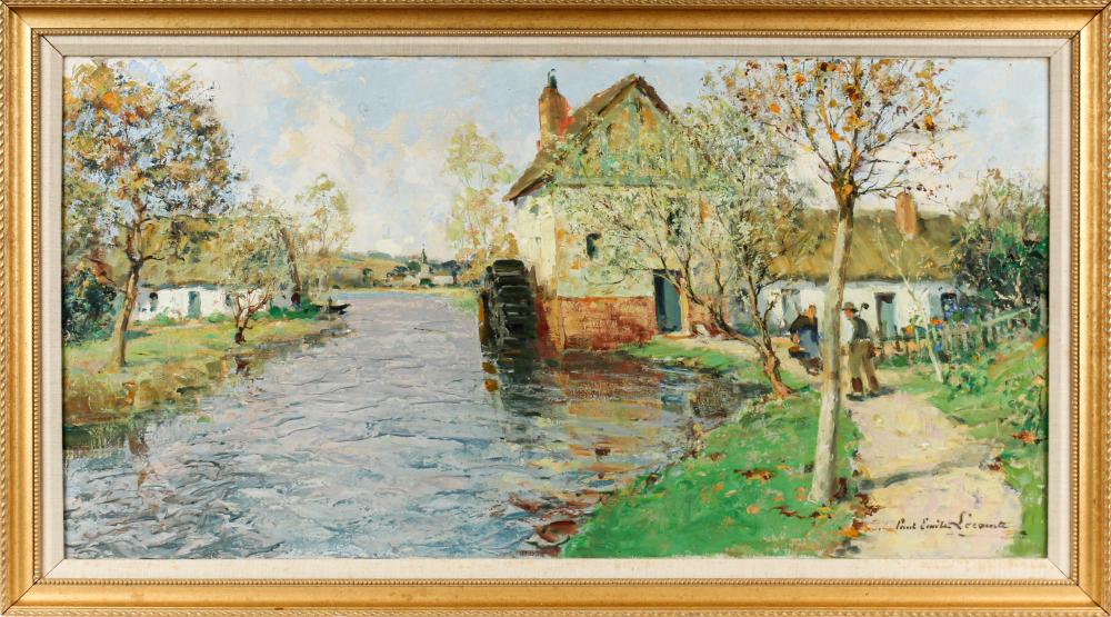 Paul Emile Lecomte (French, 1877-1950) Village Scene, Oil on Canvas Painting sold by Hoch LTD., lot 88 — auction record photograph