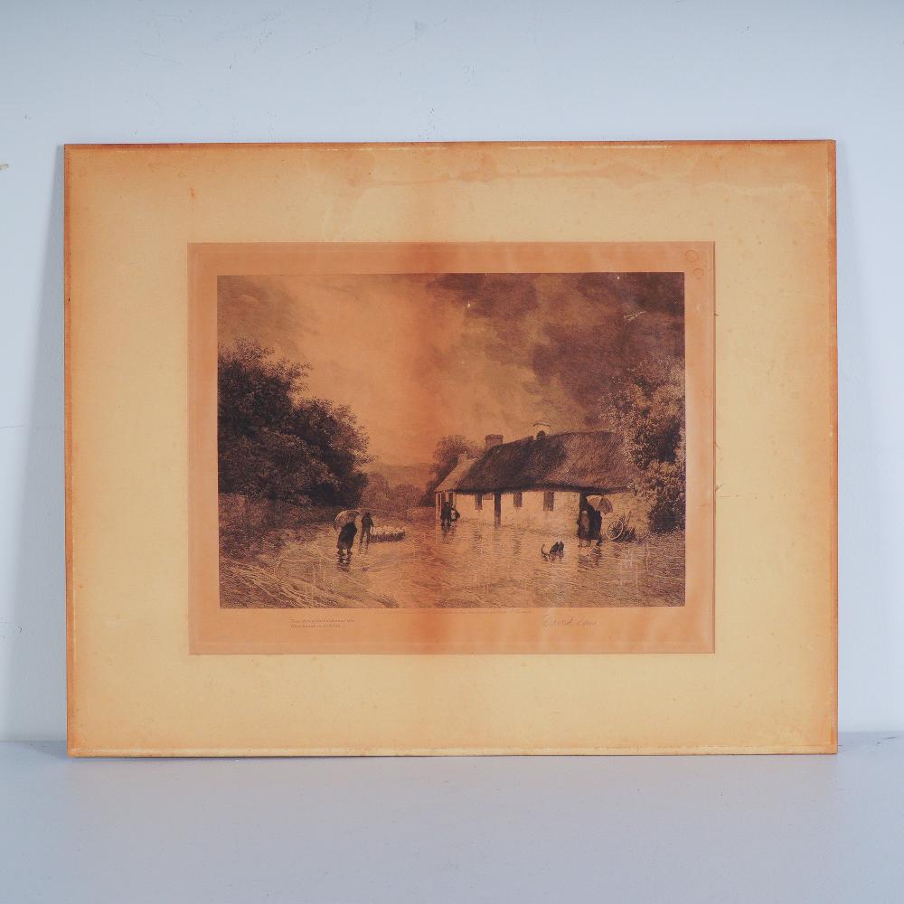 David Law comparable auction result: david law original 1893 engraving on board a winter scene signed