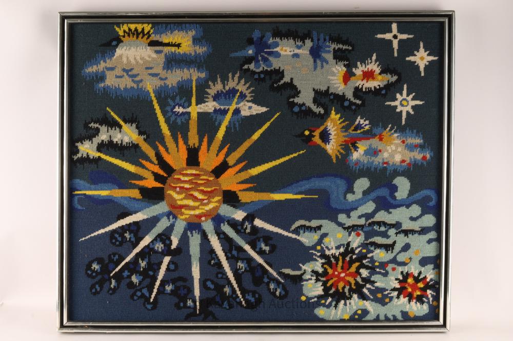 Alain Cornic comparable auction result: soleil marin mcm french tapestry by alain cornic