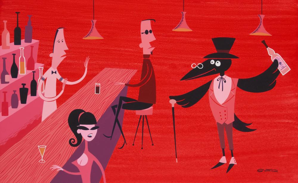 Josh Agle comparable auction result: josh agle aka shag b 1962 the old crow