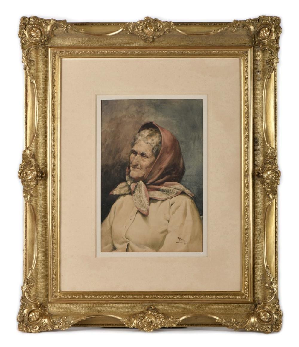 Enrique Casanova comparable auction result: portrait of an old woman