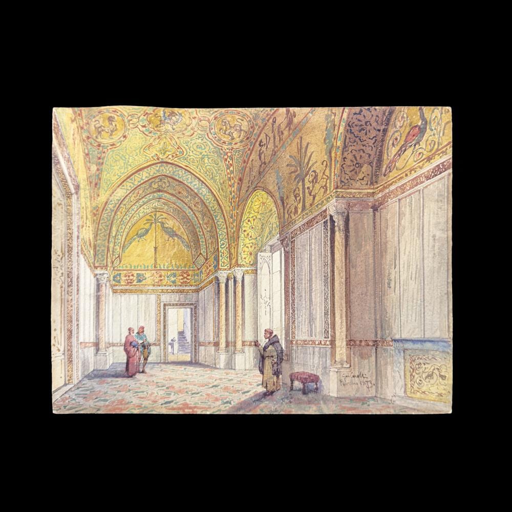 Gabriele Carelli comparable auction result: gabriele carelli interior of the roggiero room at the royal palace of palermo 1873